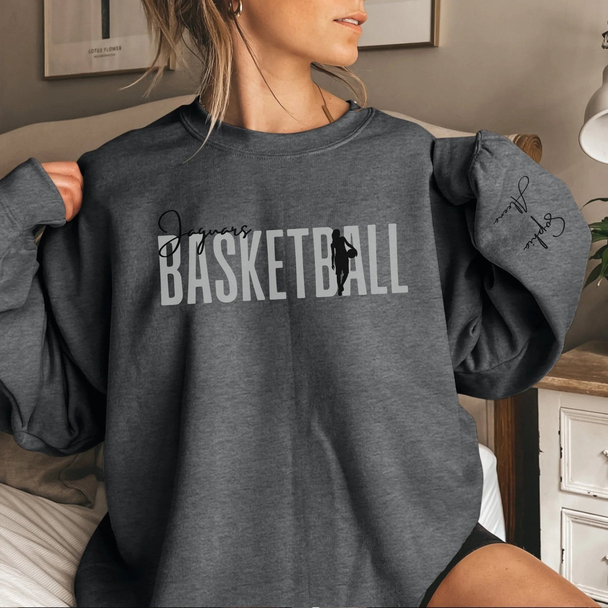 Personalized Basketball T-Shirt With Basketball Player's Name Printed On The Sleeve
