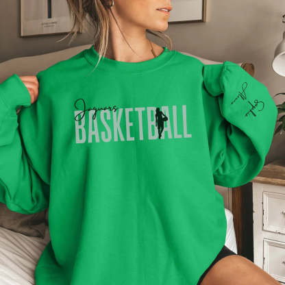 Personalized Basketball T-Shirt With Basketball Player's Name Printed On The Sleeve