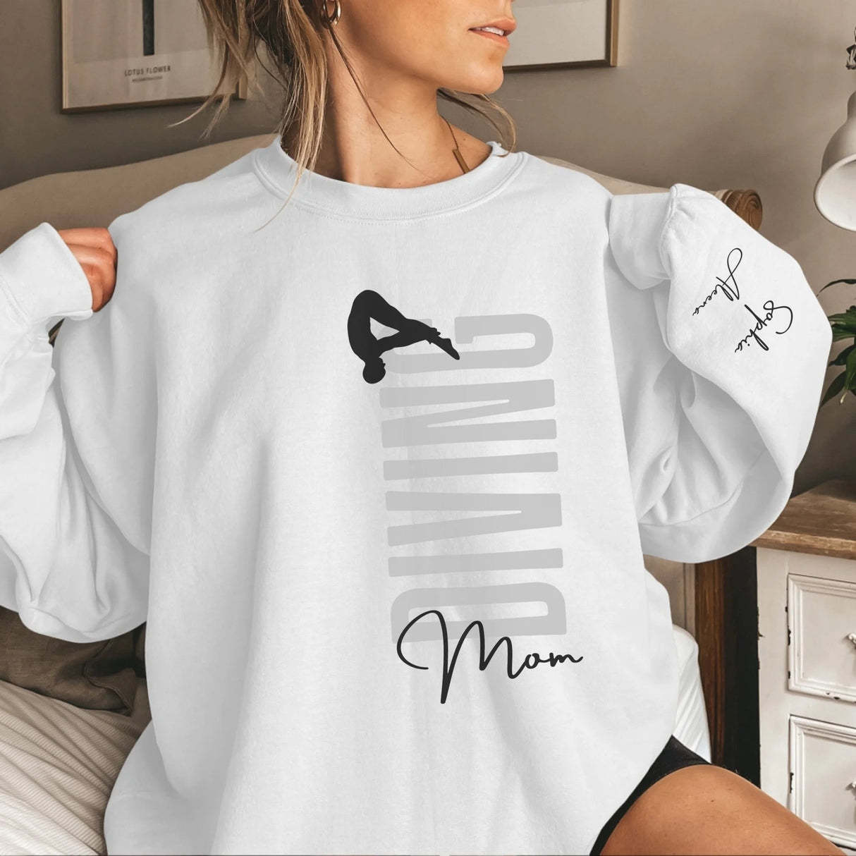 Personalized Diving Sweatshirt With Diver's Name Printed On The Sleeve