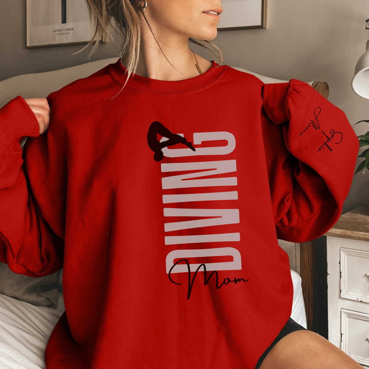 Personalized Diving Sweatshirt With Diver's Name Printed On The Sleeve