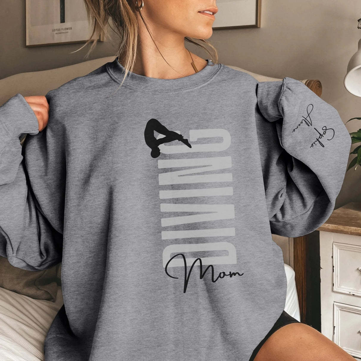 Personalized Diving Sweatshirt With Diver's Name Printed On The Sleeve