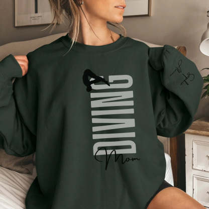 Personalized Diving Sweatshirt With Diver's Name Printed On The Sleeve