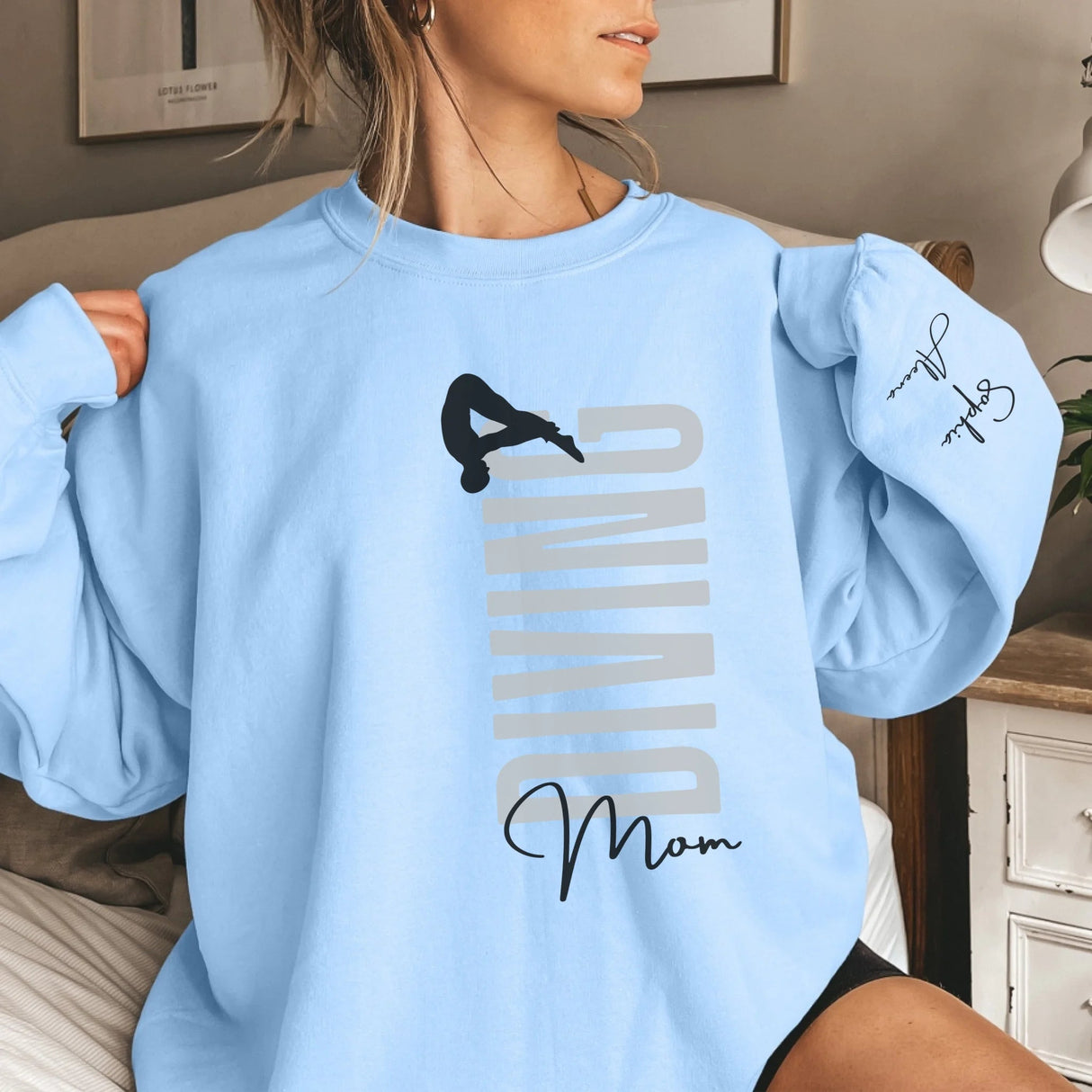 Personalized Diving Sweatshirt With Diver's Name Printed On The Sleeve