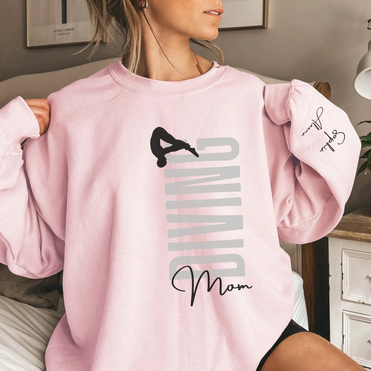 Personalized Diving Sweatshirt With Diver's Name Printed On The Sleeve