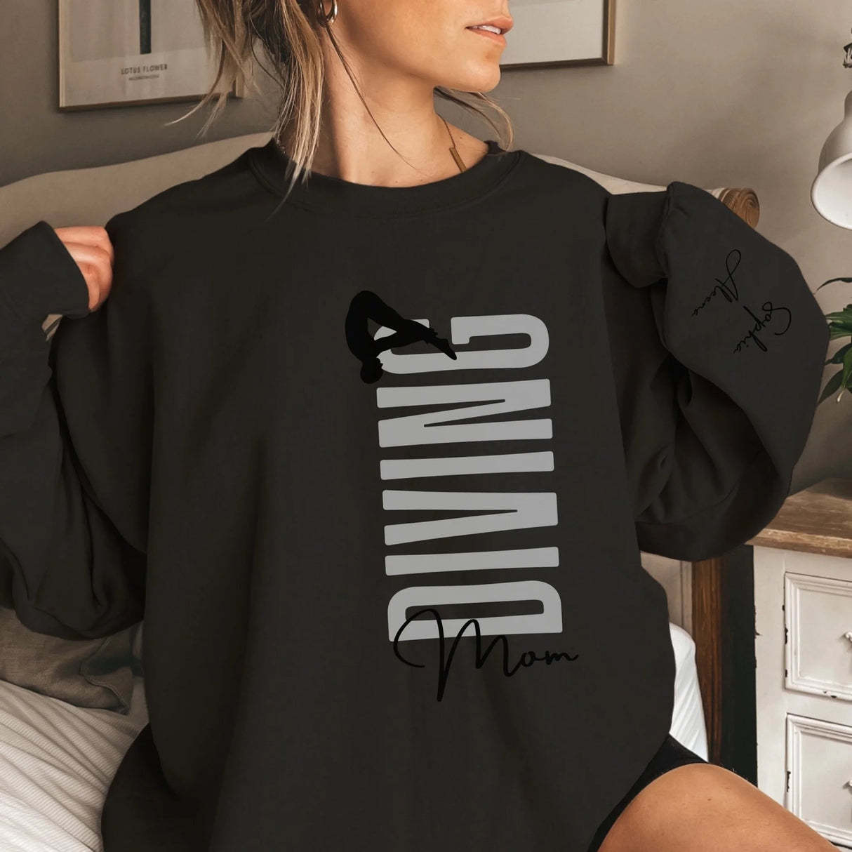 Personalized Diving Sweatshirt With Diver's Name Printed On The Sleeve