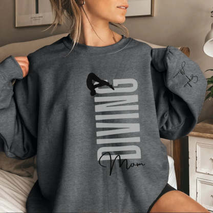 Personalized Diving Sweatshirt With Diver's Name Printed On The Sleeve