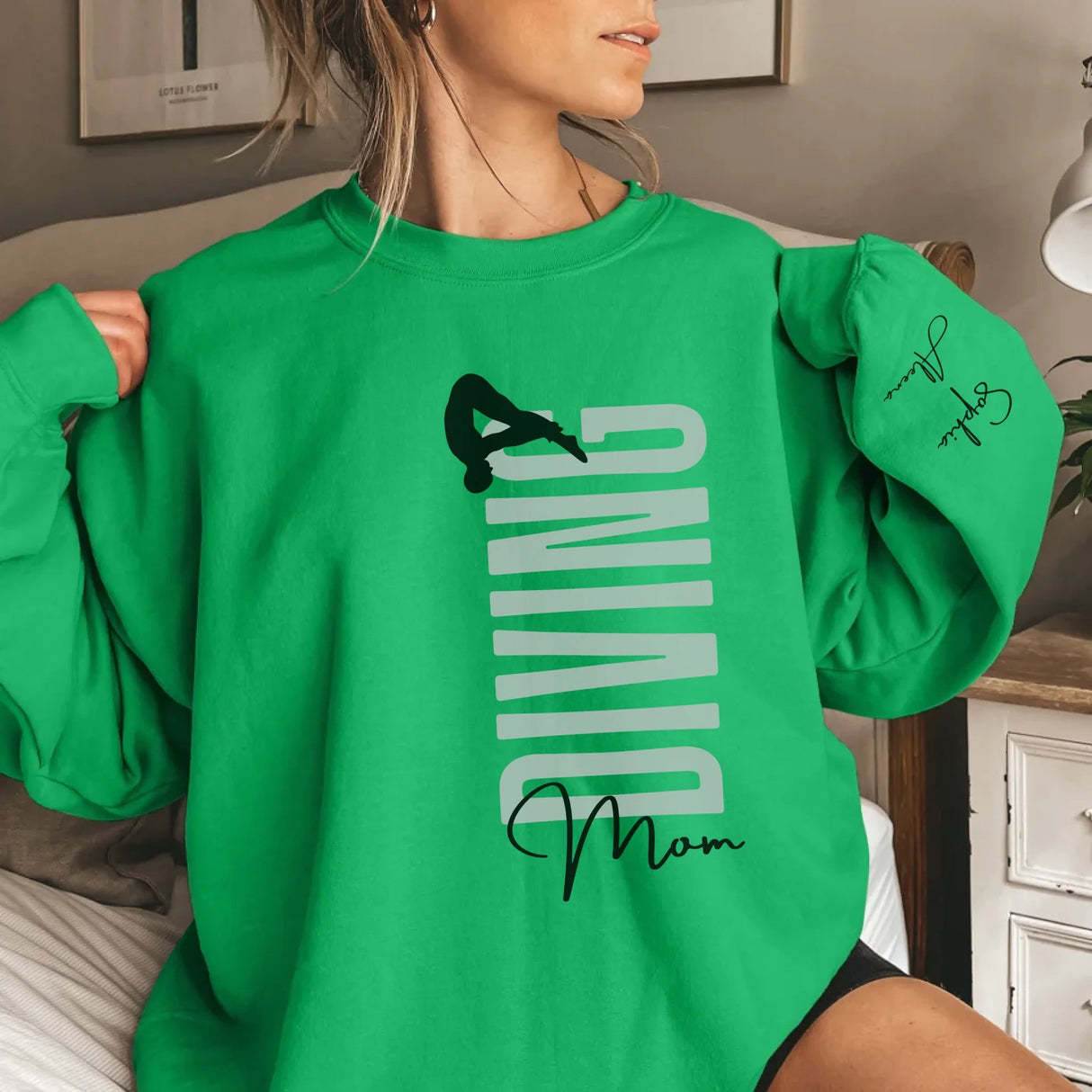 Personalized Diving Sweatshirt With Diver's Name Printed On The Sleeve