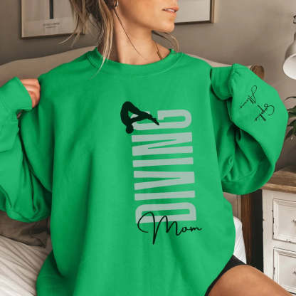 Personalized Diving Sweatshirt With Diver's Name Printed On The Sleeve