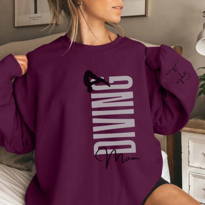 Personalized Diving Sweatshirt With Diver's Name Printed On The Sleeve