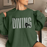 Personalized Diving Sweatshirt With Diver's Name Printed On The Sleeve