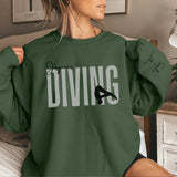 Personalized Diving Sweatshirt With Diver's Name Printed On The Sleeve