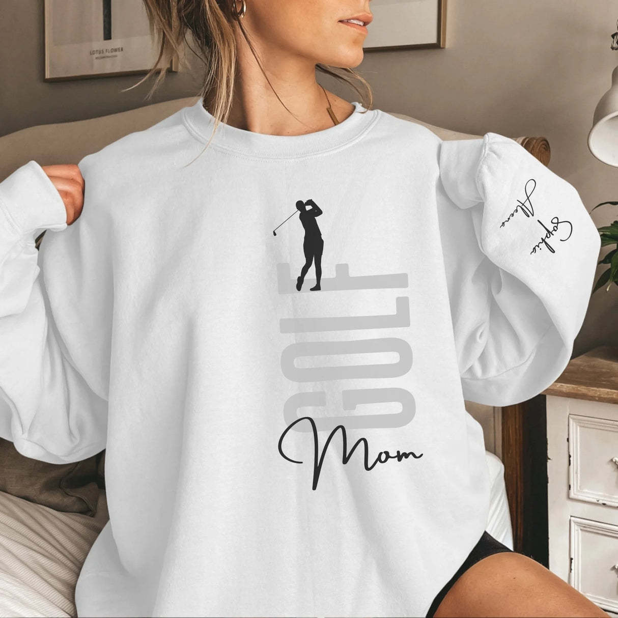 Personalized Golfer Sweatshirt With Diver's Name Printed On The Sleeve