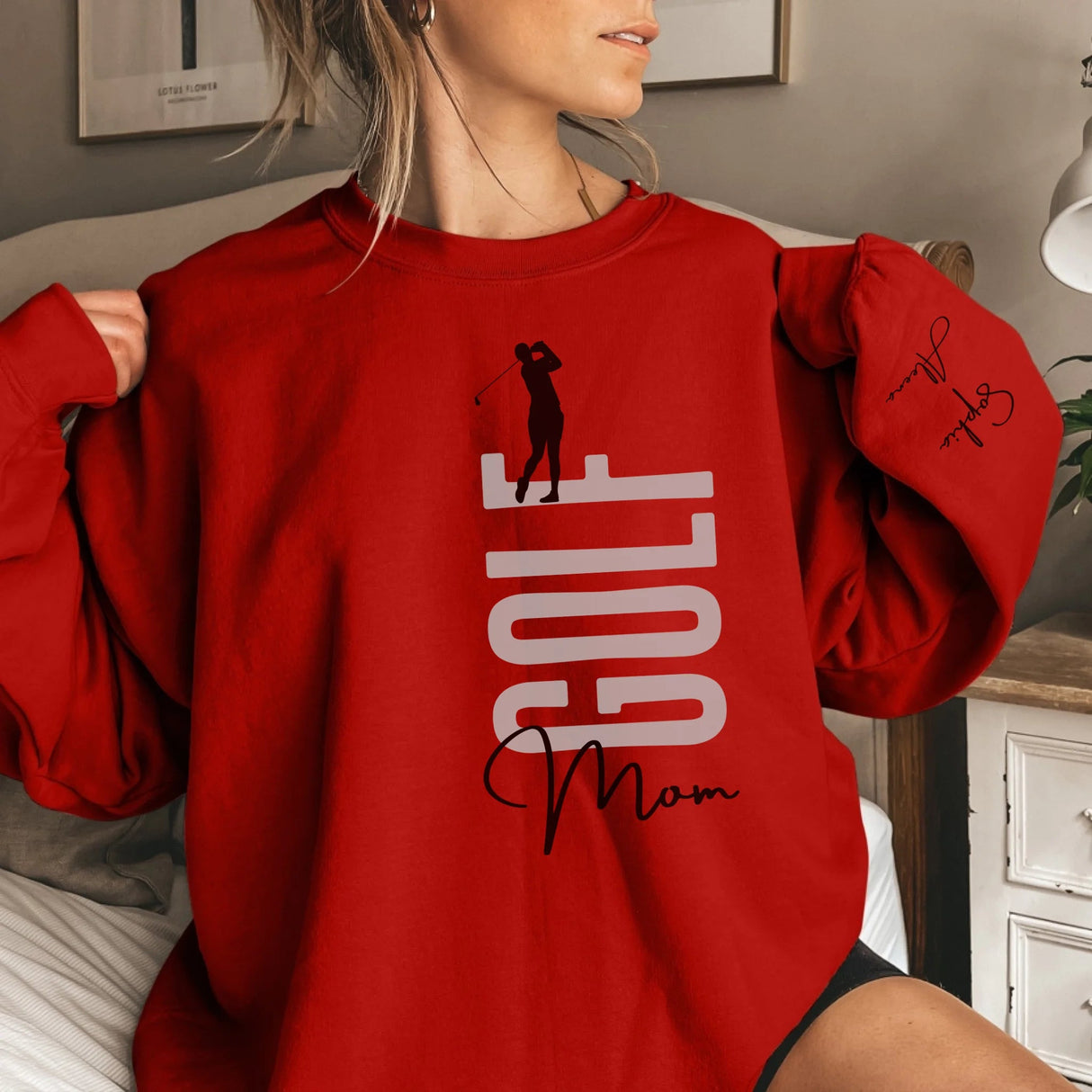 Personalized Golfer Sweatshirt With Diver's Name Printed On The Sleeve