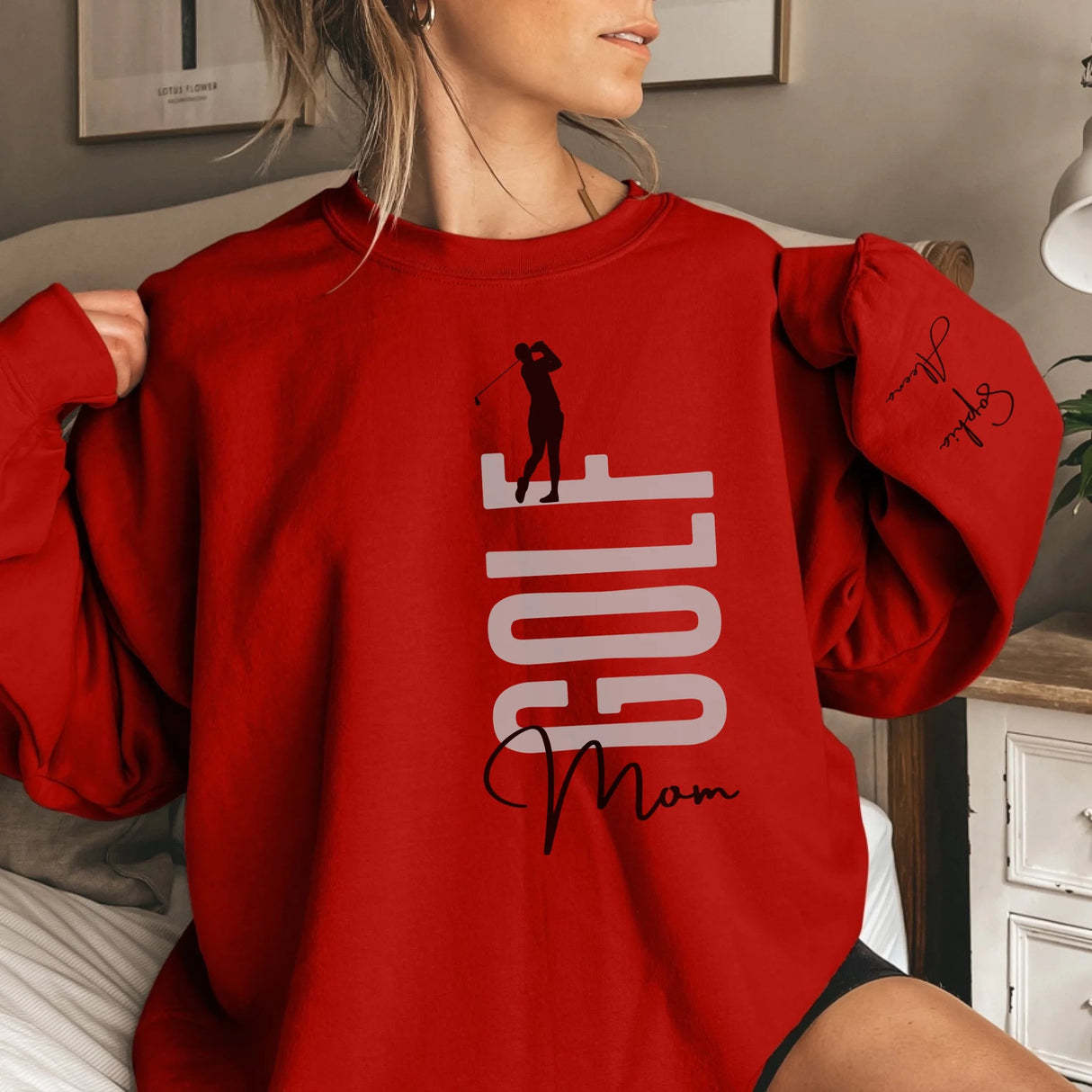 Personalized Golfer Sweatshirt With Diver's Name Printed On The Sleeve