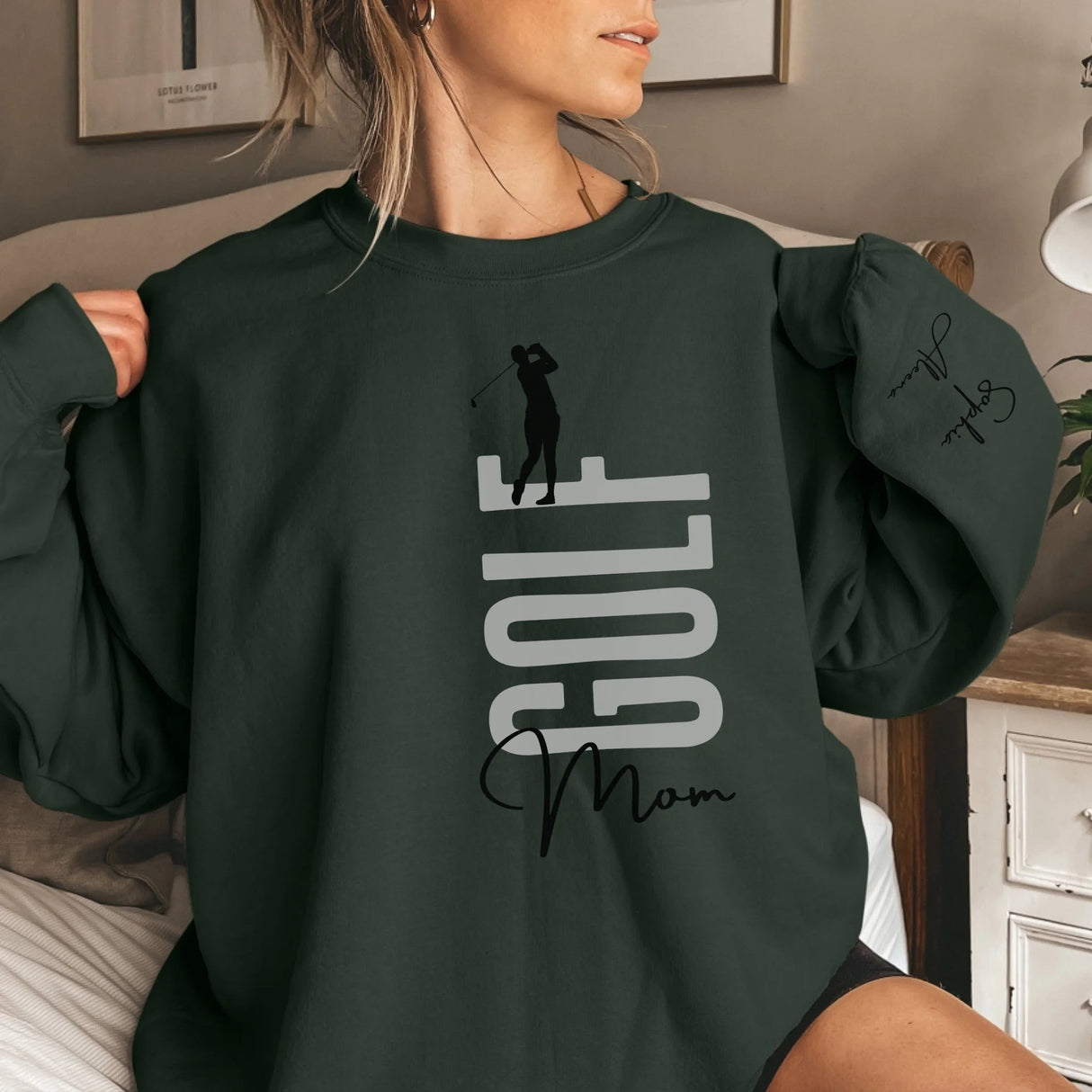 Personalized Golfer Sweatshirt With Diver's Name Printed On The Sleeve