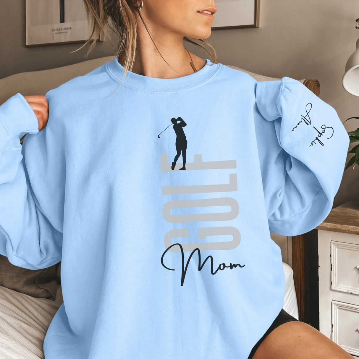 Personalized Golfer Sweatshirt With Diver's Name Printed On The Sleeve