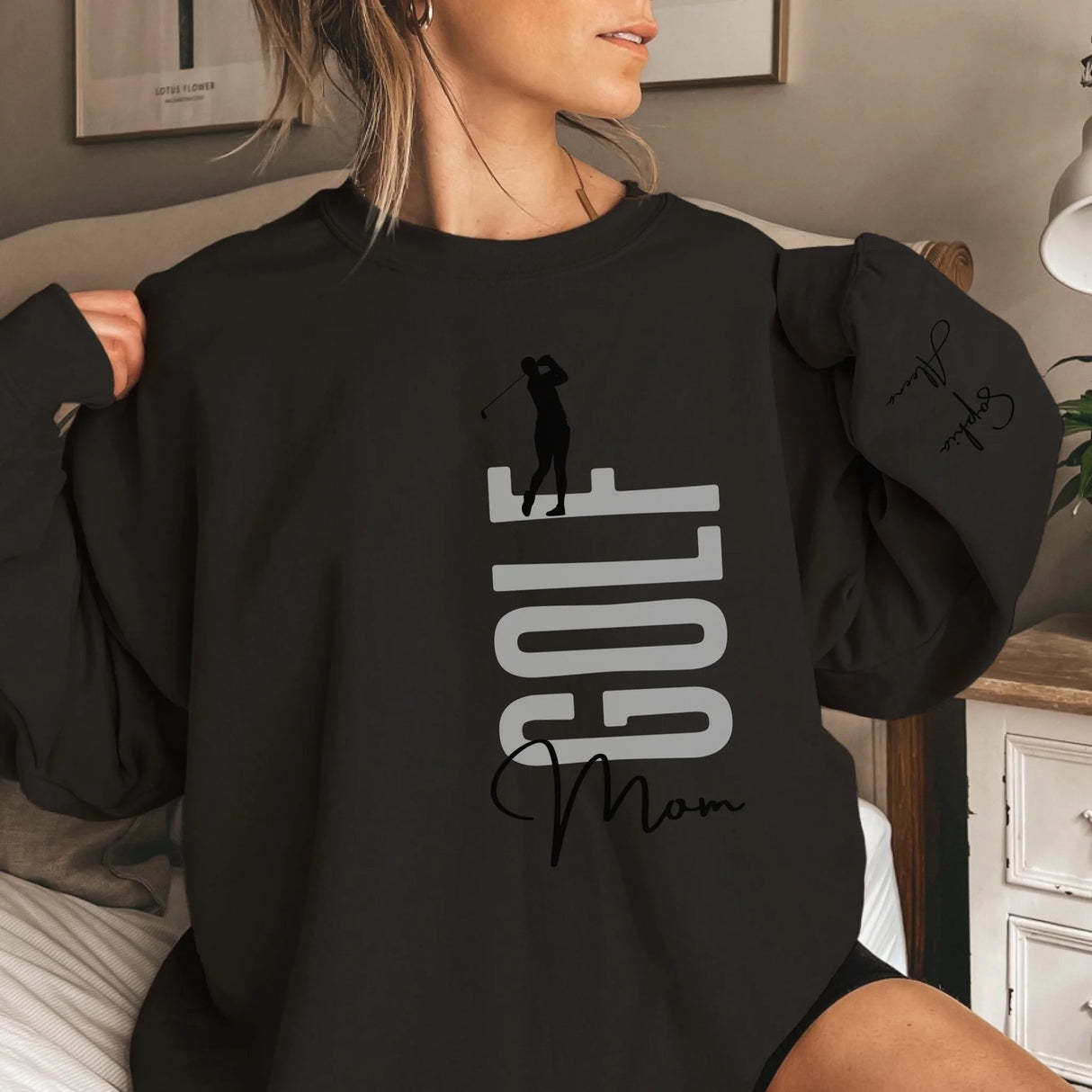 Personalized Golfer Sweatshirt With Diver's Name Printed On The Sleeve