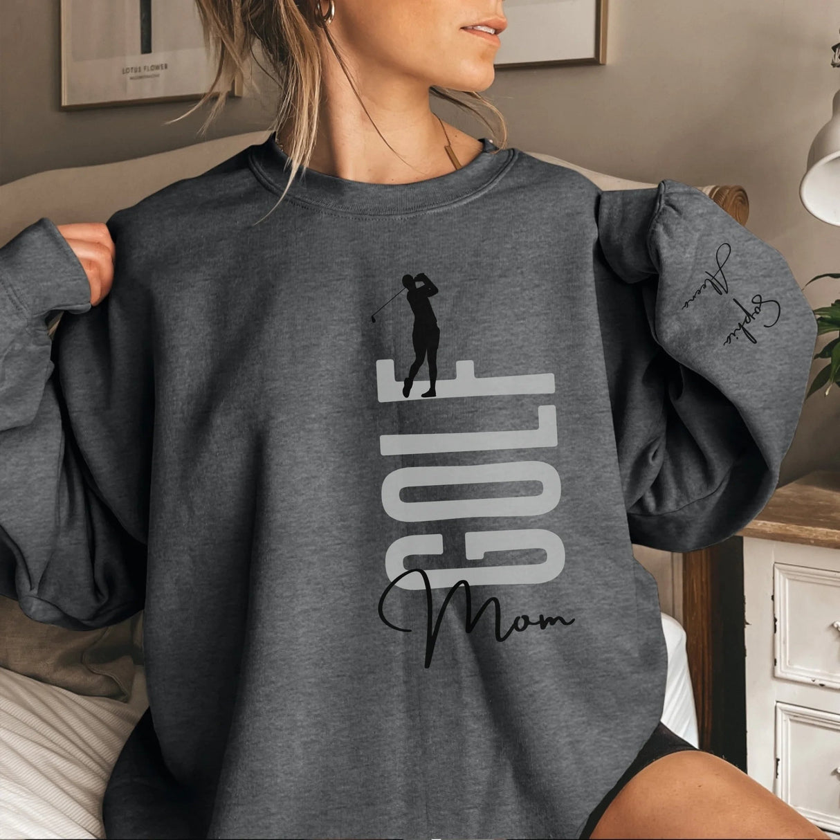 Personalized Golfer Sweatshirt With Diver's Name Printed On The Sleeve