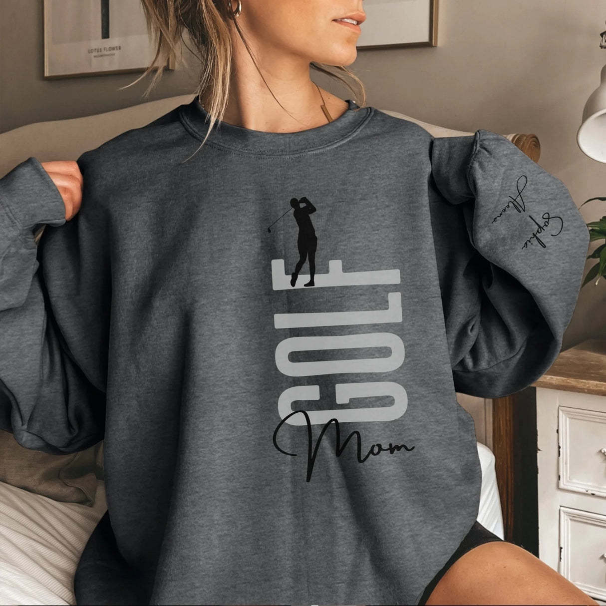 Personalized Golfer Sweatshirt With Diver's Name Printed On The Sleeve