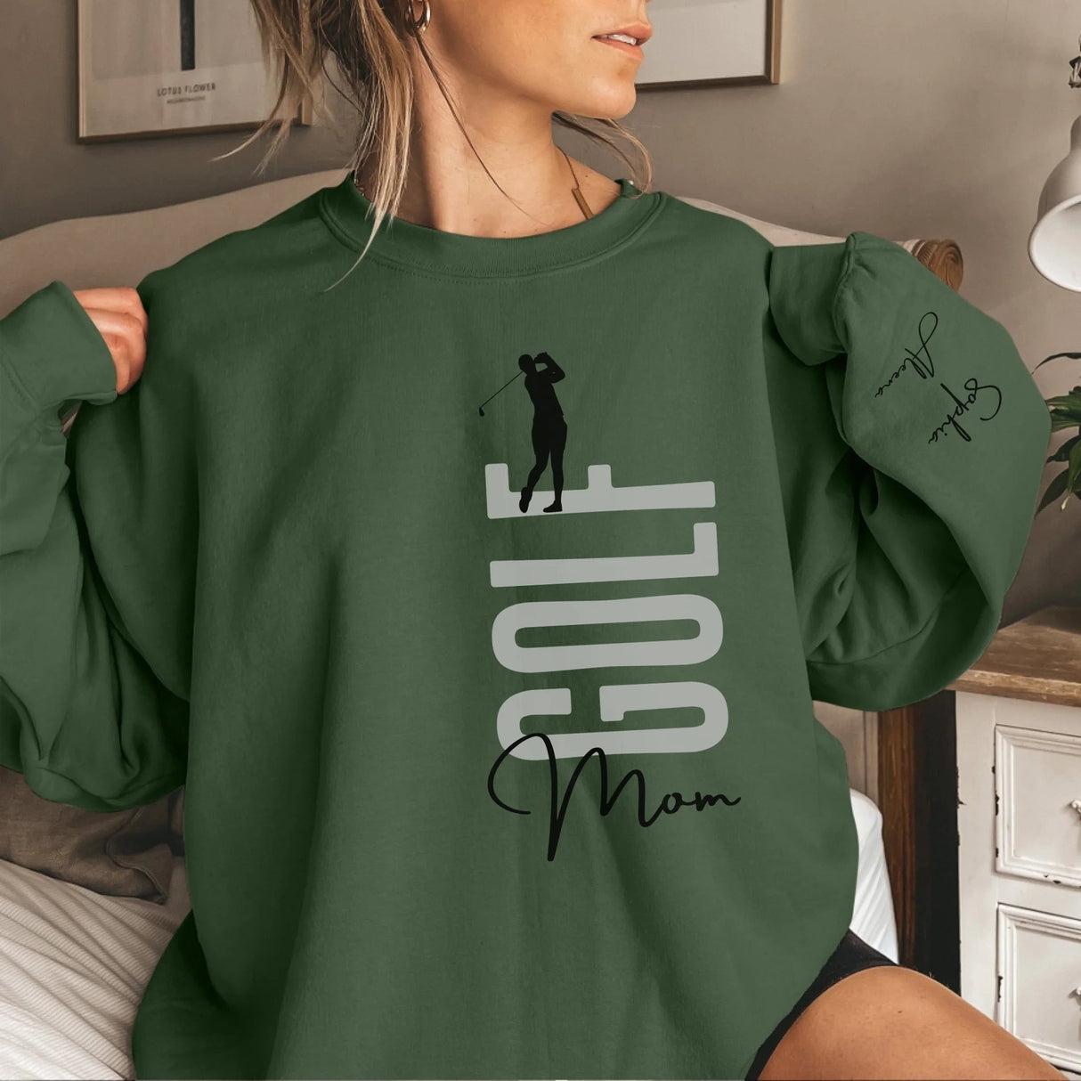 Personalized Golfer Sweatshirt With Diver's Name Printed On The Sleeve