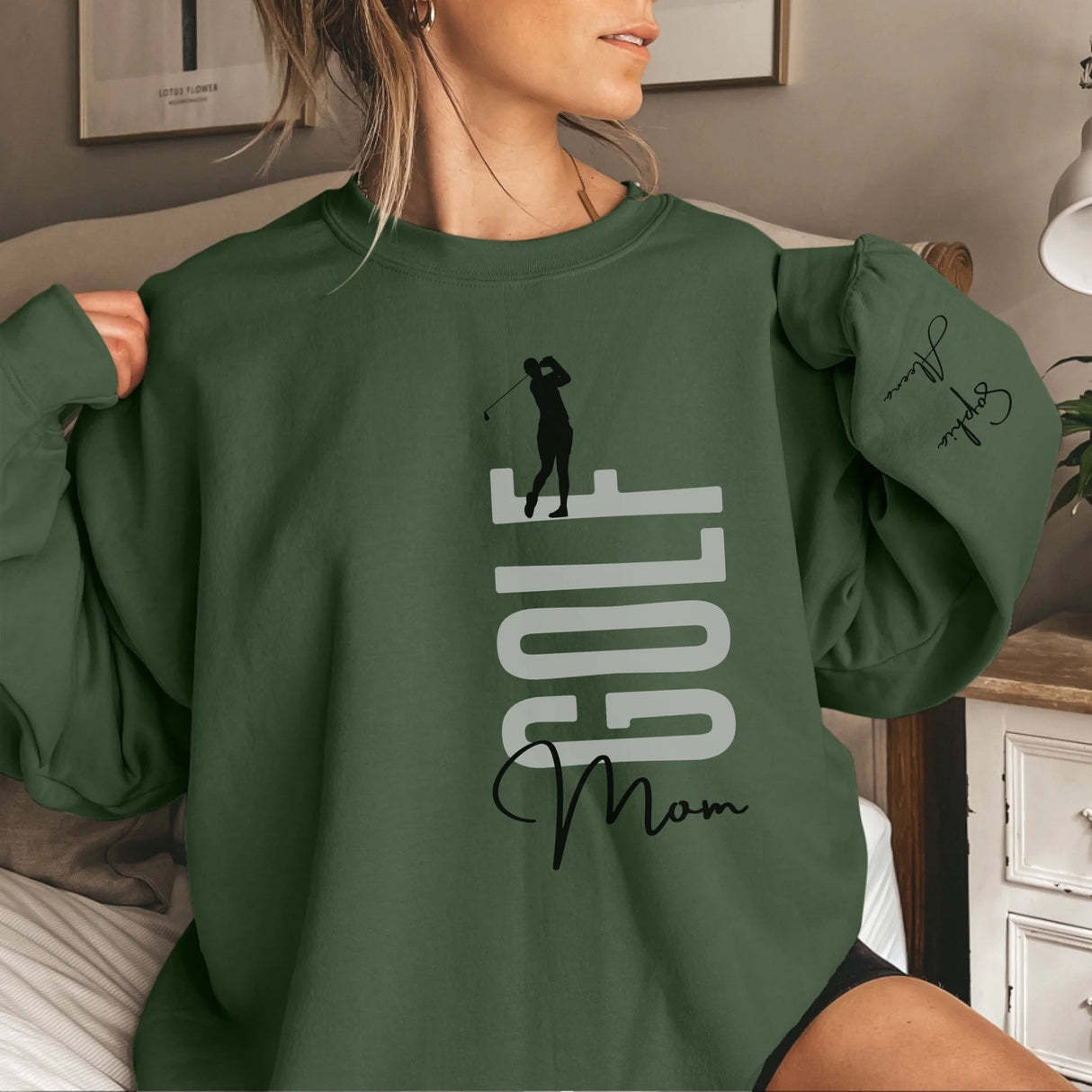 Personalized Golfer Sweatshirt With Diver's Name Printed On The Sleeve