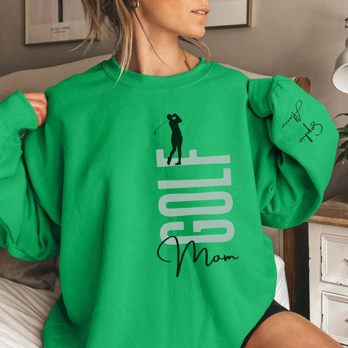 Personalized Golfer Sweatshirt With Diver's Name Printed On The Sleeve