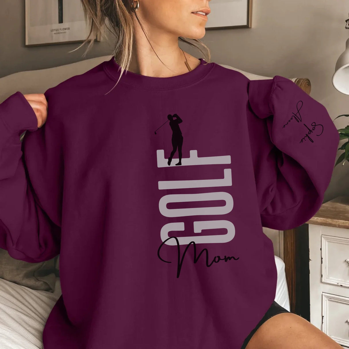 Personalized Golfer Sweatshirt With Diver's Name Printed On The Sleeve