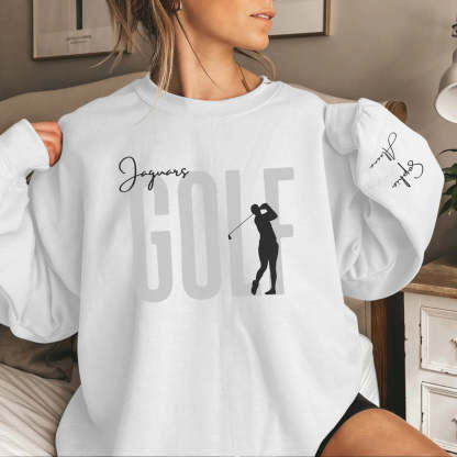 Personalized Golfer Sweatshirt With Diver's Name Printed On The Sleeve