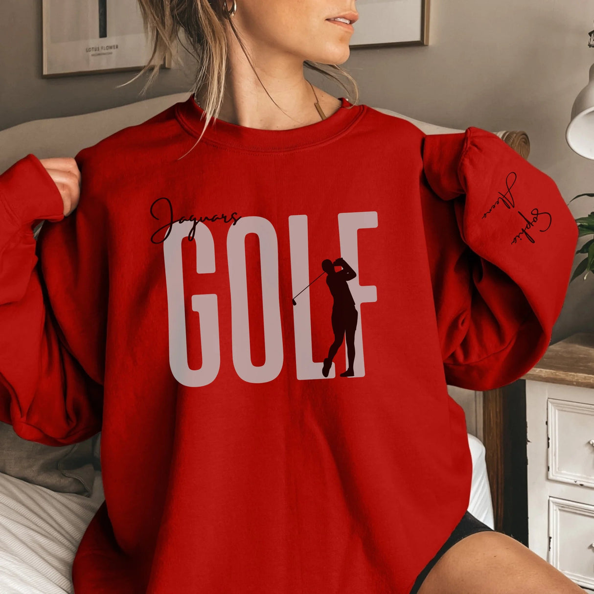 Personalized Golfer Sweatshirt With Diver's Name Printed On The Sleeve