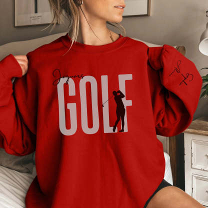 Personalized Golfer Sweatshirt With Diver's Name Printed On The Sleeve
