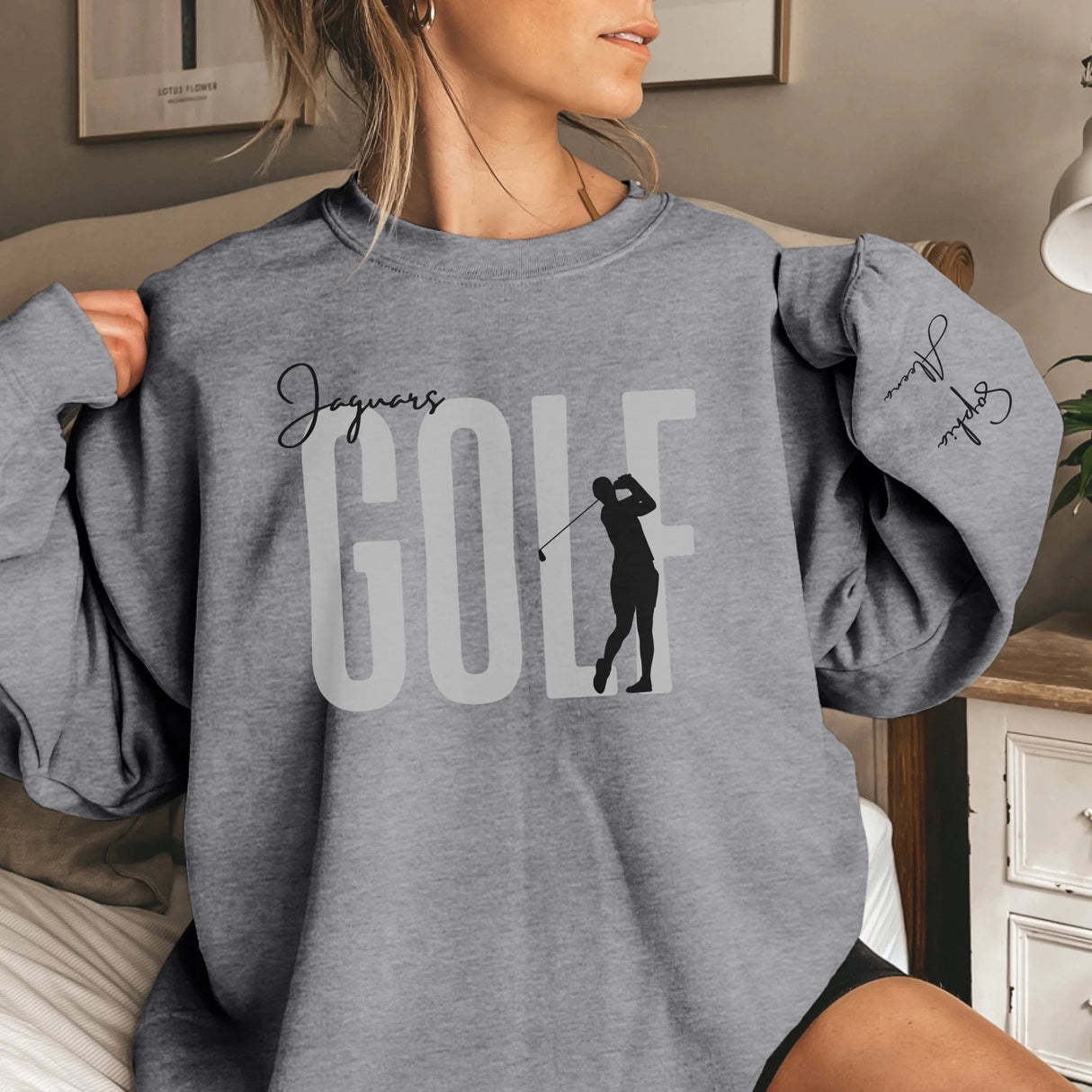 Personalized Golfer Sweatshirt With Diver's Name Printed On The Sleeve