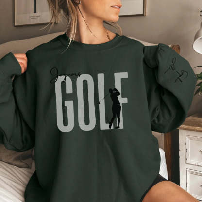 Personalized Golfer Sweatshirt With Diver's Name Printed On The Sleeve