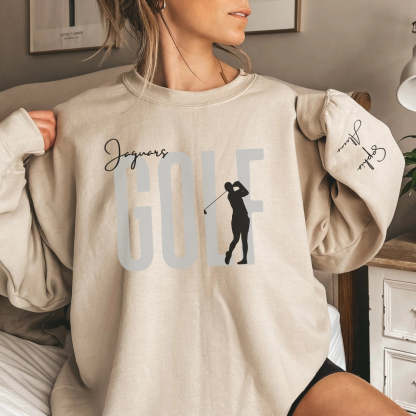 Personalized Golfer Sweatshirt With Diver's Name Printed On The Sleeve