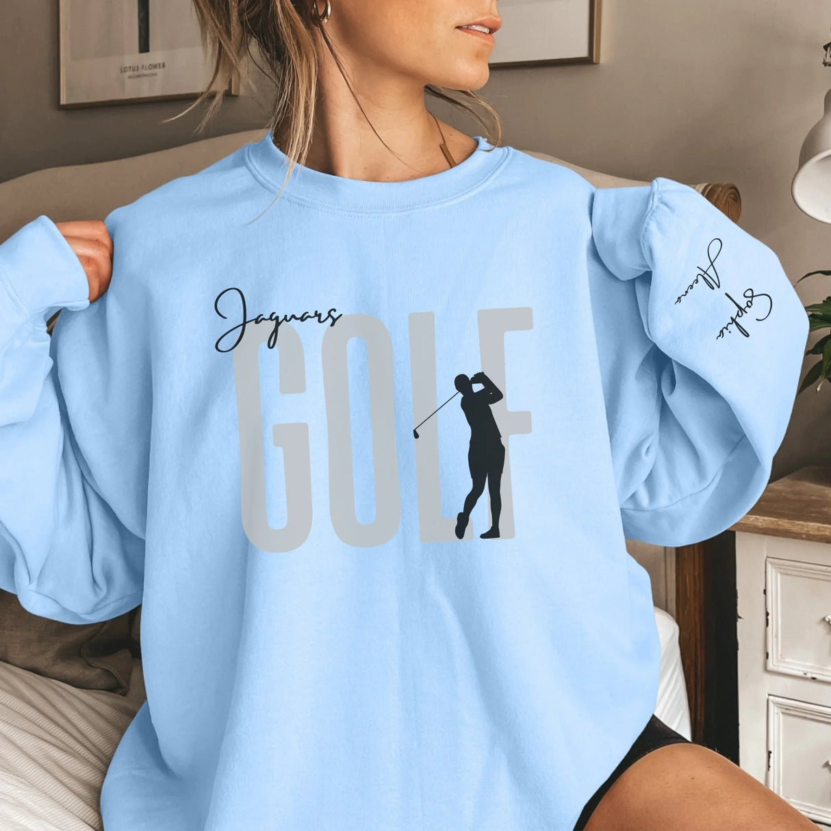 Personalized Golfer Sweatshirt With Diver's Name Printed On The Sleeve
