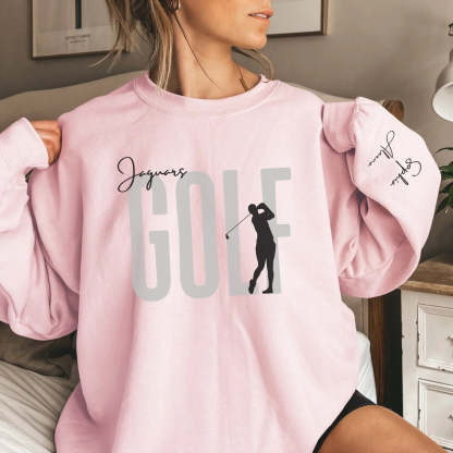 Personalized Golfer Sweatshirt With Diver's Name Printed On The Sleeve