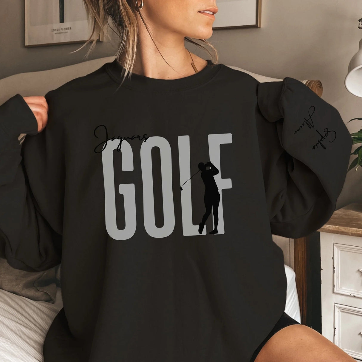 Personalized Golfer Sweatshirt With Diver's Name Printed On The Sleeve