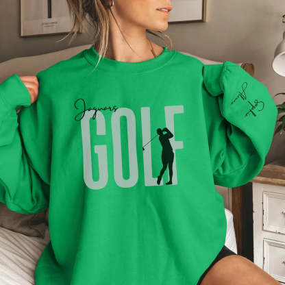 Personalized Golfer Sweatshirt With Diver's Name Printed On The Sleeve