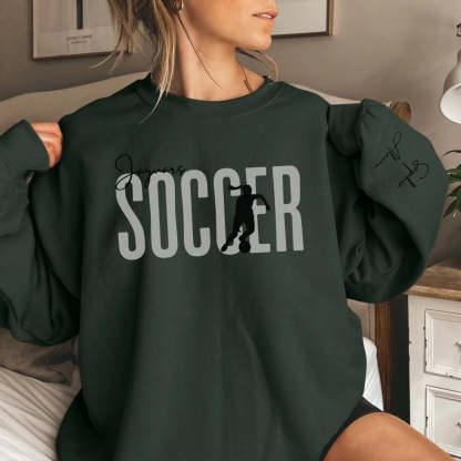 Personalized Soccer Sweatshirt With Soccer Player's Name Printed On The Sleeve