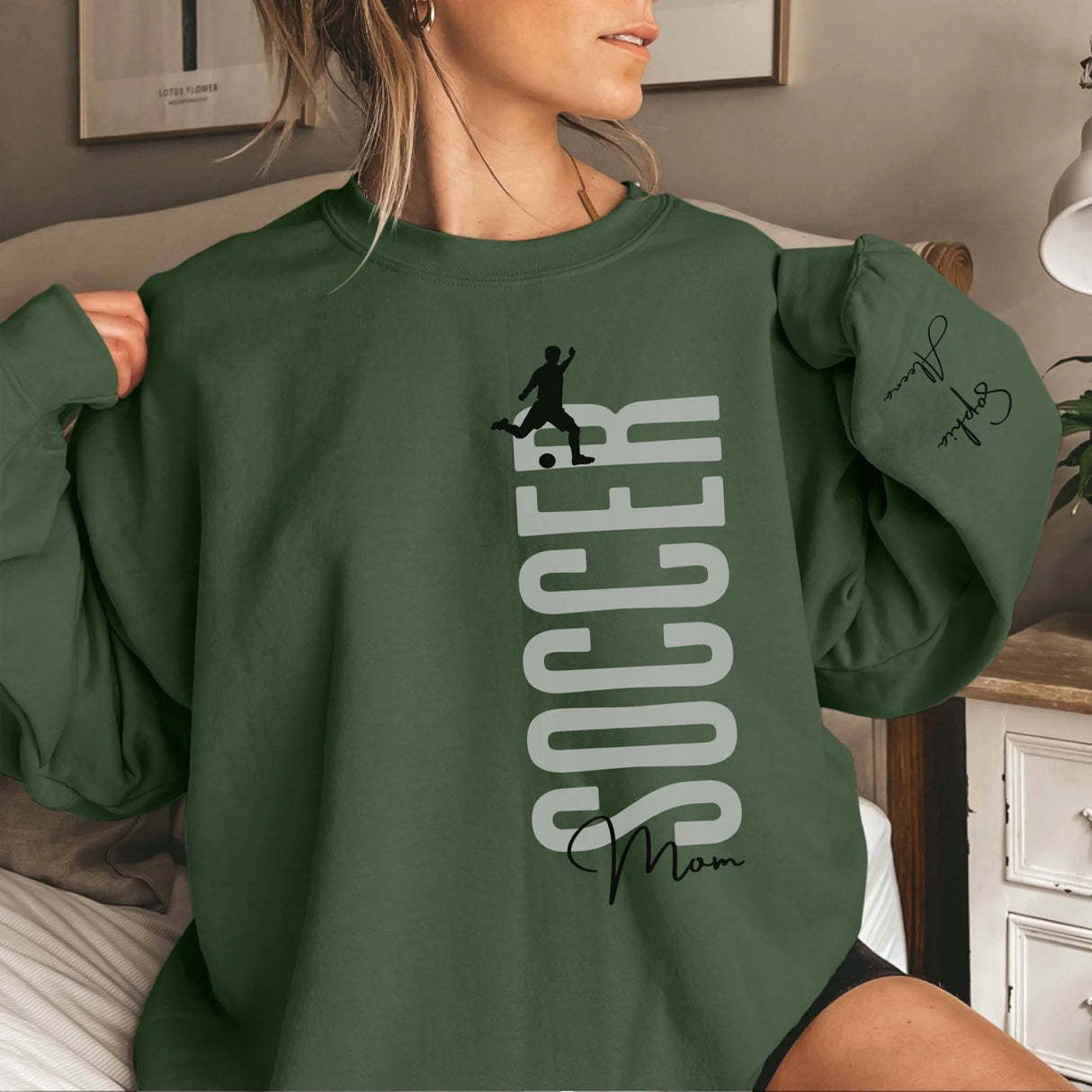 Personalized Soccer Sweatshirt With Soccer Player's Name Printed On The Sleeve
