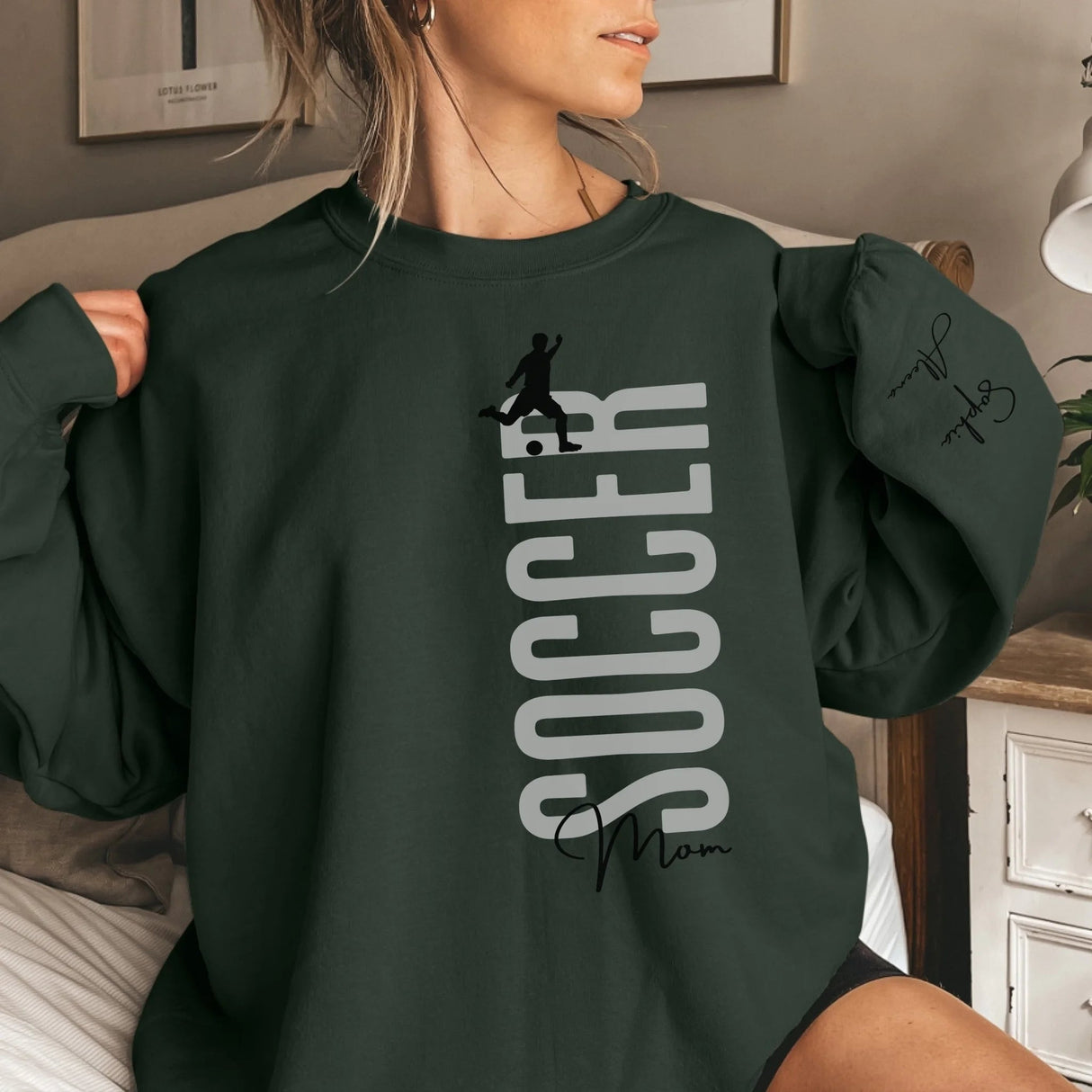 Personalized Soccer Sweatshirt With Soccer Player's Name Printed On The Sleeve