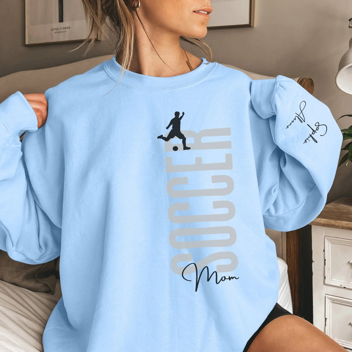 Personalized Soccer Sweatshirt With Soccer Player's Name Printed On The Sleeve