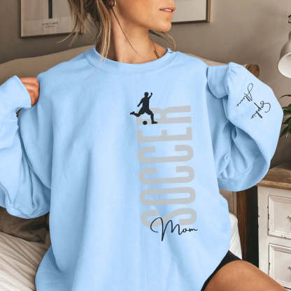 Personalized Soccer Sweatshirt With Soccer Player's Name Printed On The Sleeve