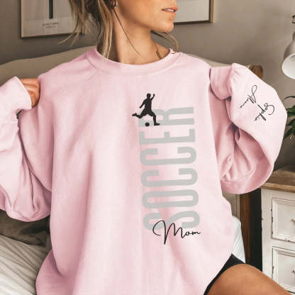 Personalized Soccer Sweatshirt With Soccer Player's Name Printed On The Sleeve