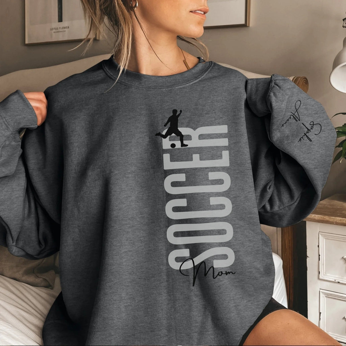Personalized Soccer Sweatshirt With Soccer Player's Name Printed On The Sleeve