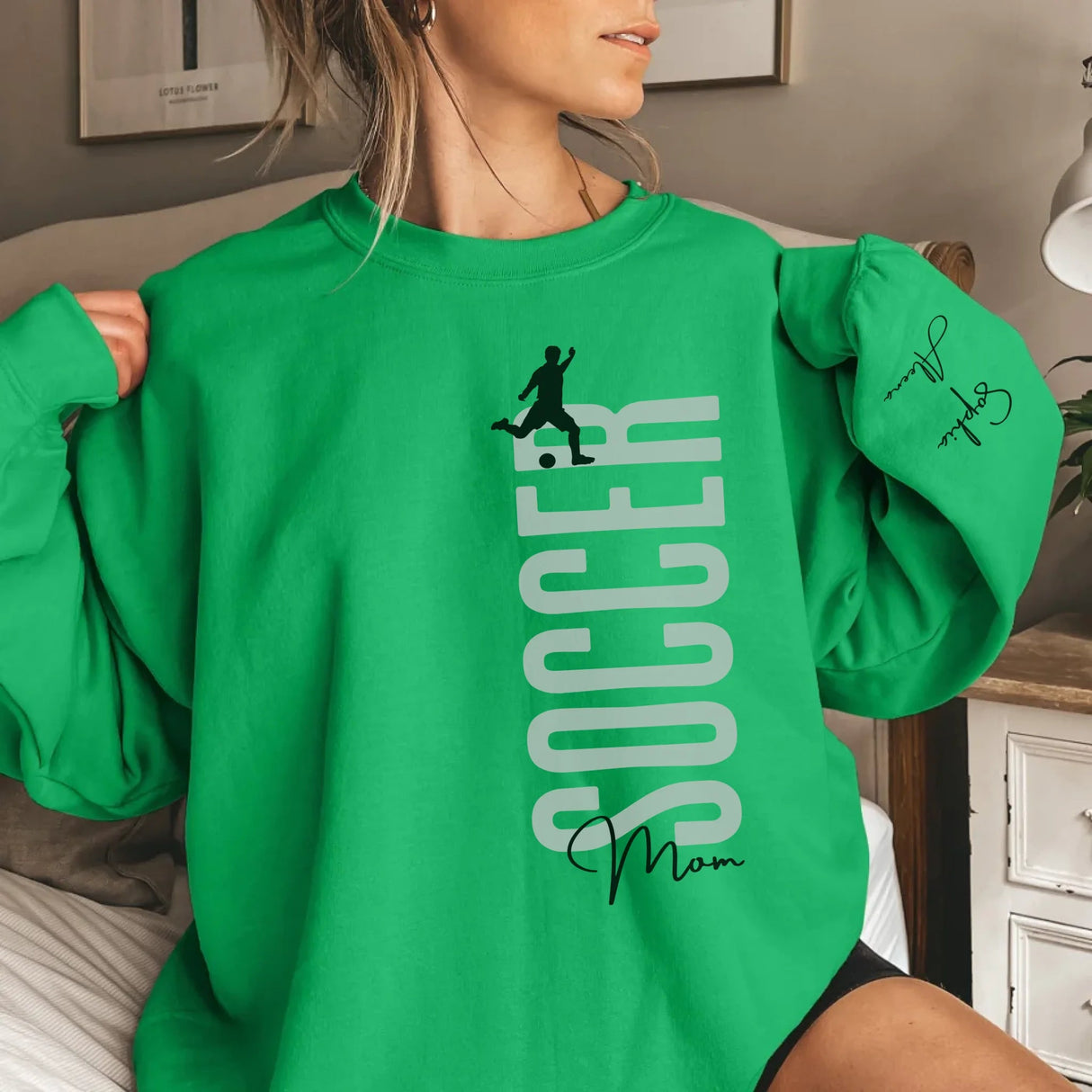 Personalized Soccer Sweatshirt With Soccer Player's Name Printed On The Sleeve