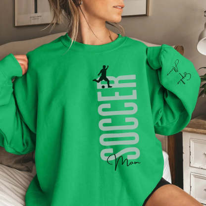 Personalized Soccer Sweatshirt With Soccer Player's Name Printed On The Sleeve