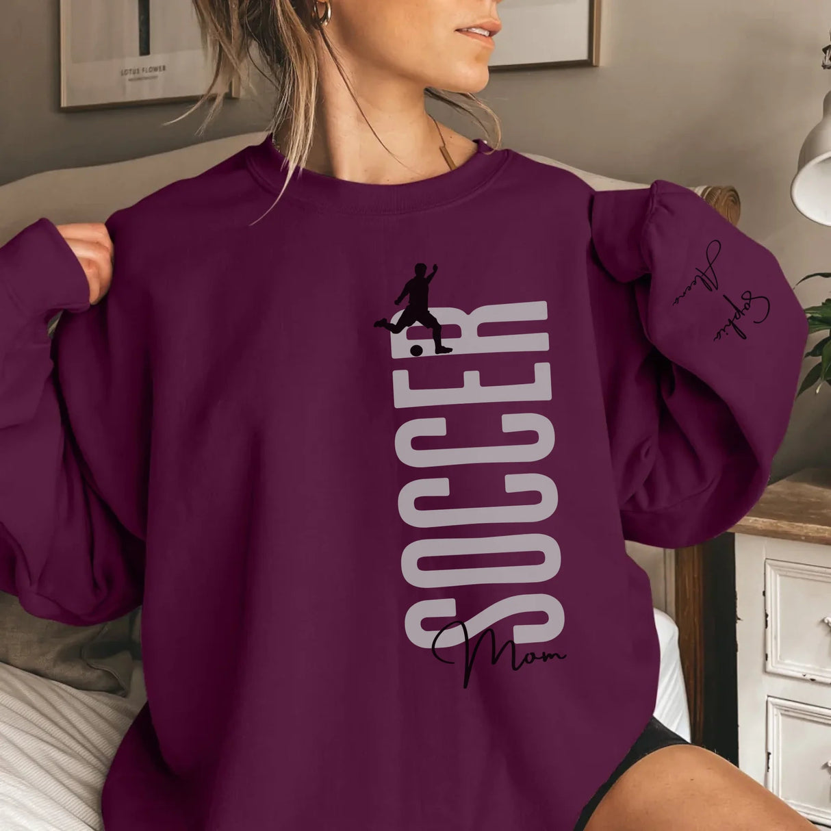 Personalized Soccer Sweatshirt With Soccer Player's Name Printed On The Sleeve