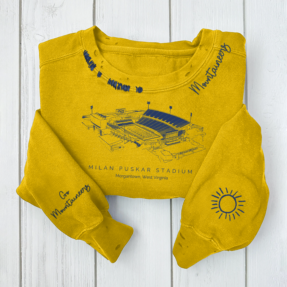 Milan Puskar Stadium-West Virginia Mountaineers Alumni Distressed Mono
