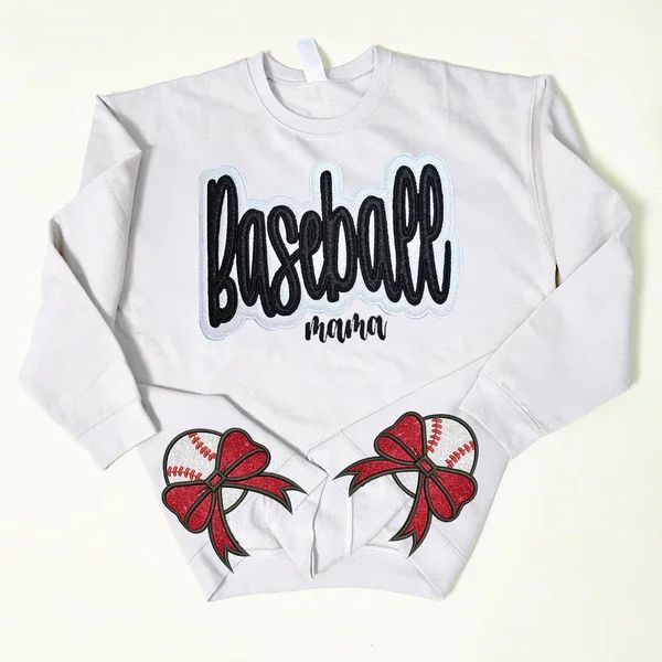Customized Balls Glitter Sweatshirt Mama Sweatshirt with Sporty Bow – Gifts For Sports Lovers