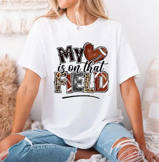 My Heart Is On That Field Game Day Shirt - Football Glitter Shirt
